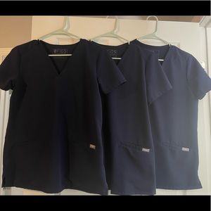 6 pairs navy blue figs scrubs SP bottoms xs tops
